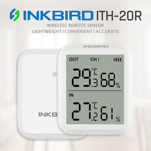INKBIRD ITH-20R Digital Hygrometer Indoor Thermometer Humidity Gauge with 1Transmitter Accurate Temperature Aquarium Room Garage