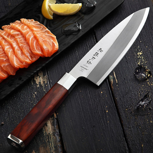 HEZHEN 180mm Deba Knife X9Cr18MoV Stainless Steel Cuisine Carving Tuna Salmon Sushi Sashimi Knife Kitchen Knives Cutting Tool