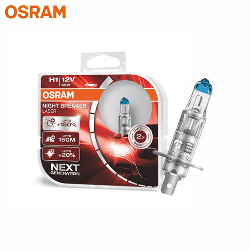 OSRAM H1 64150NL Halogen Night Breaker Laser Next Generation 12V 55W +150% Bright White Head Light Car Bulb Genuine Lamps, Pair Default Title