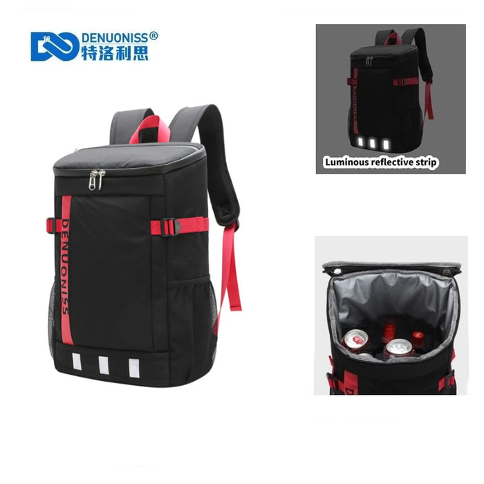 DENUONISS Latest Big Cooler Bag Backpack Reflective Strip Design Camping Refrigerator Insulated Pack Thermal Bag For Travel