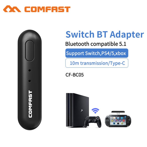 COMFAST Wireless Bluetooth Dongle Adapter 5.1 Audio Adapter for Switch PS5 Xbox TV Wireless Transmitter