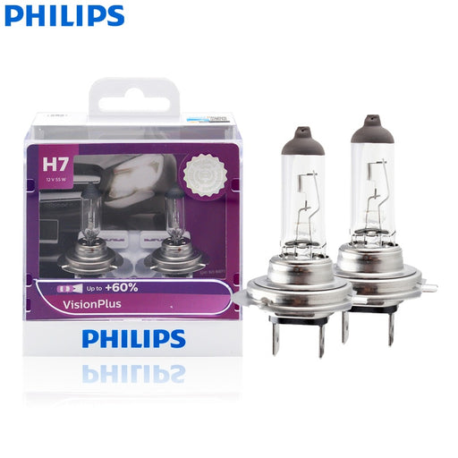 Philips H7 VisionPlus 12V 55W PX26d Halogen Car Headlight VP +60% Bright Auto Lamps Original Light New Bulbs 12972VPS2, 2X Default Title