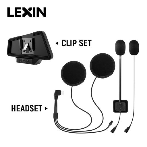 LEXIN LX-B4FM-X intercom headset&amp;clip set for full/half helmet with High quality and Loud Sound Bluetooth Headphone Jack Plug