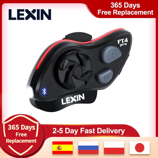 LEXIN NEW 1PC FT4 PRO Bluetooth Motorcycle Intercom, Built-in FM Radio up to 6-stations presets intercomunicador Default Title