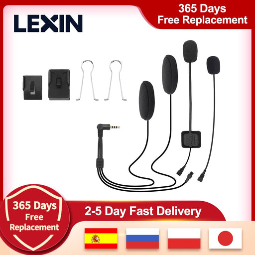 LEXIN LX-B4FM intercom headset&amp;clip set for full/half helmet with High quality and Loud Sound Bluetooth Headphone Jack Plug