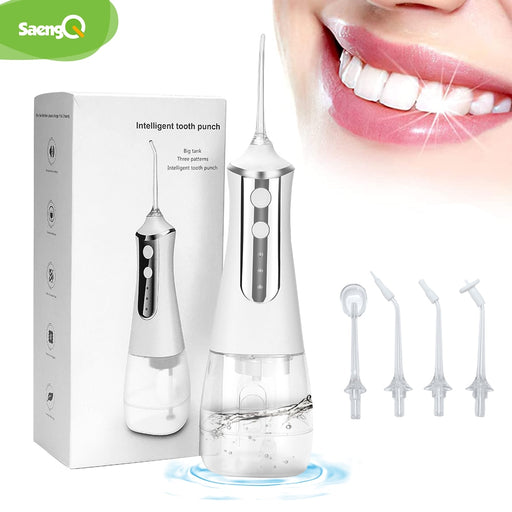 saengQ Oral Irrigator USB Rechargeable Water Flosser Portable Dental Water Jet 350ML Water Tank tooth Cleaner intelligent punch