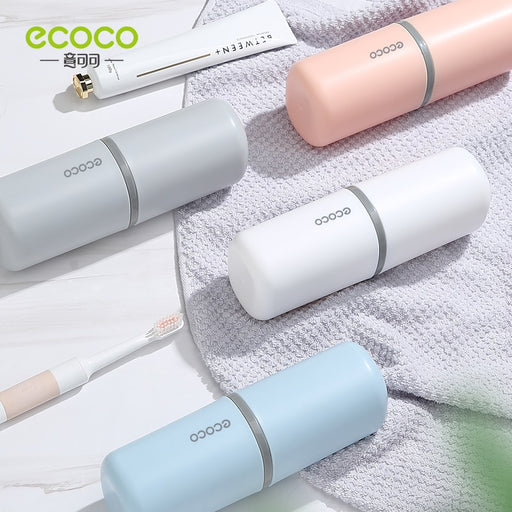 ECOCO Portable Travel Toothbrush Toothpaste Holder Plastic Double Washing Cup High Capacity For Towel Travel Storage Box Case