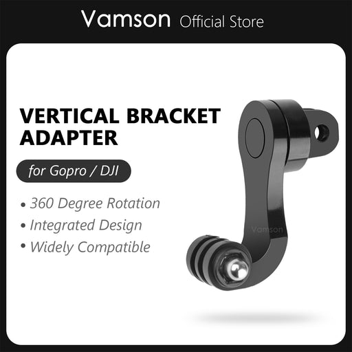 Vamson 360°Vertical Bracket Adapter for GoPro 11 10 9 8 7 6 5 DJI Action Camera Motorcycle Helmet Chest Strap Mount Accessories