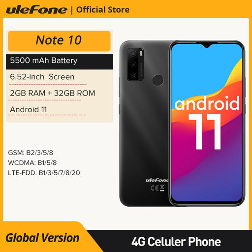 Ulefone Note 10 Android 11 Smartphone 6.52&quot; 2+32GB Octa Core 4G Cellphone 5500mAh Fingerprint ID /Face Unlock/OTG