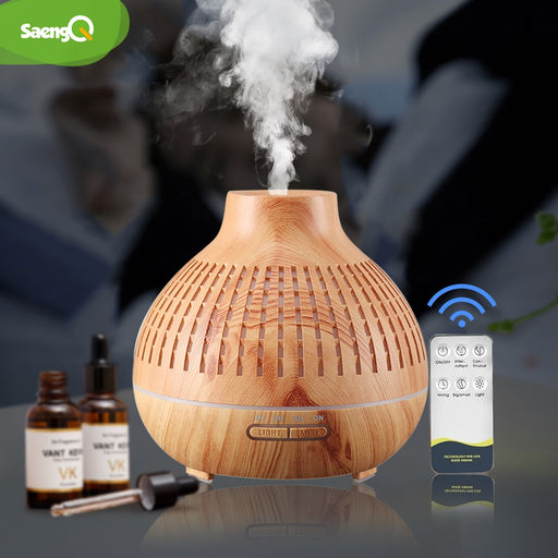 saengQ Aroma Diffuser Electric Humidifier Air Humidifier Remote Control Cool Mist Maker Fogger Essential Oil Diffuser LED Lamp