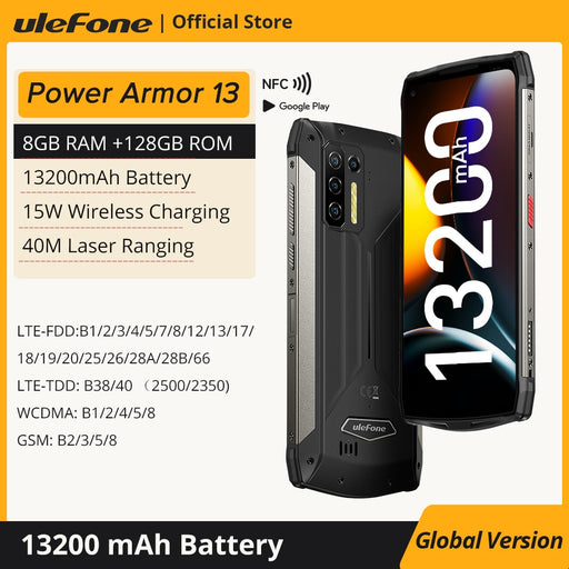 Ulefone Power Armor 13 13200mAh Rugged Smartphone Android Waterproof Phone 6.81”FHD Mobile Phone Global Version