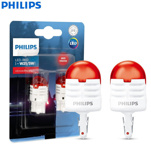 Philips Ultinon Pro3000 LED T20 W21/5W 580 7443 12V Red Turn Signal Lamps Car Stop &amp; Tail Light Reverse Bulbs 11066U30RB2, Pair Default Title