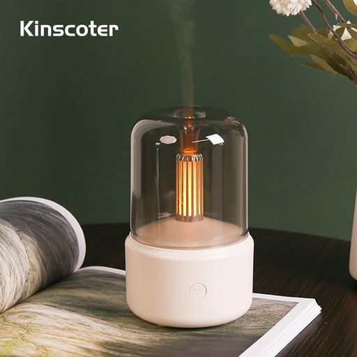 Candlelight Air Humidifier 120ml USB C Aromatherapy Essential Oil Aroma Diffuser with LED Ambient Light Filament Night Lamp