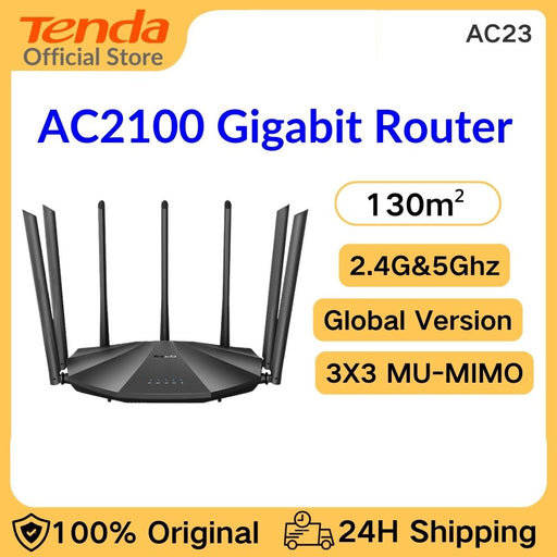 Tenda WIFI Wireless Router AC23 2.4G 5Ghz Wifi range extender with 7*6dBi External Antennas Wider Coverage Wi-Fi signal amplifer