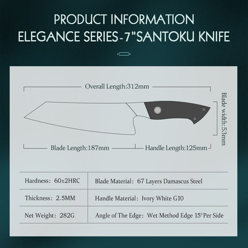 HEZHEN 7 Inch Santoku Knife Damascus Steel Kitchen Knife Cooking Cutlery 2022 New Design Kitchen Tools