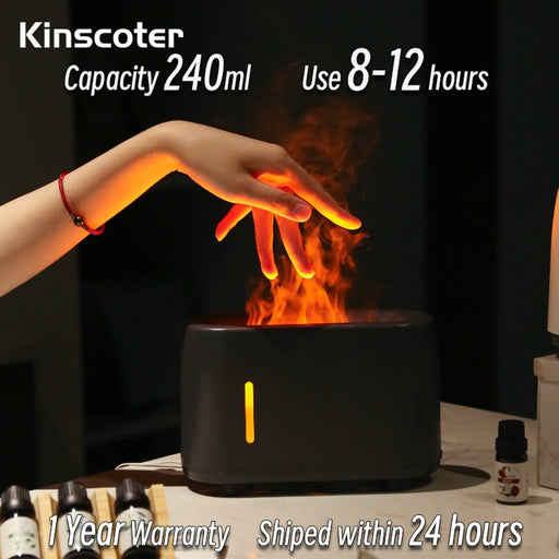Kinscoter Luxury Flame Air Humidifier Aromatherapy Essential Oil Aroma Diffuser With Timer Function For Home Hotel Office