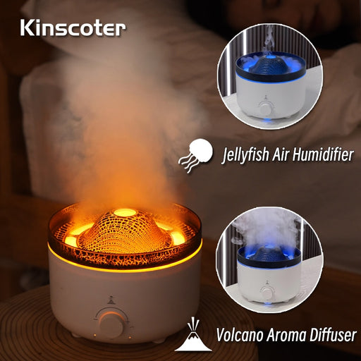 Home Volcano Flame Aroma Diffuser 560ml Jellyfish Smoke Ring Fragrant Essential Oil Air Humidifier For Cool Gifts Home Ornaments