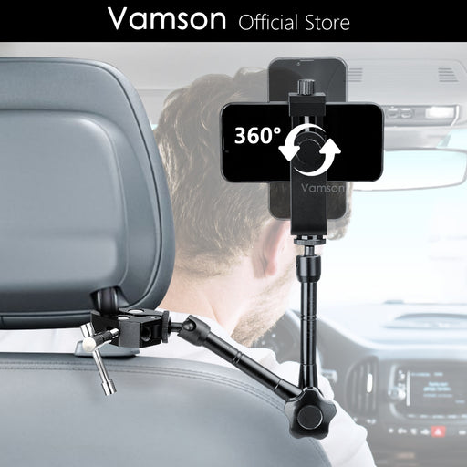 Vamson Mobile Car Phone Holder Clip Mount CellPhone Stand for iPhone Samsung 360°Adjustable Car Bracket for Insta360 Gopro 11