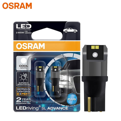 OSRAM LED T10 6000K W5W 194 LEDriving SL Advance 6000K White Car Reading Bulbs Door Lamps Interior Light 12V 1.5W 2980CW, Pair Default Title