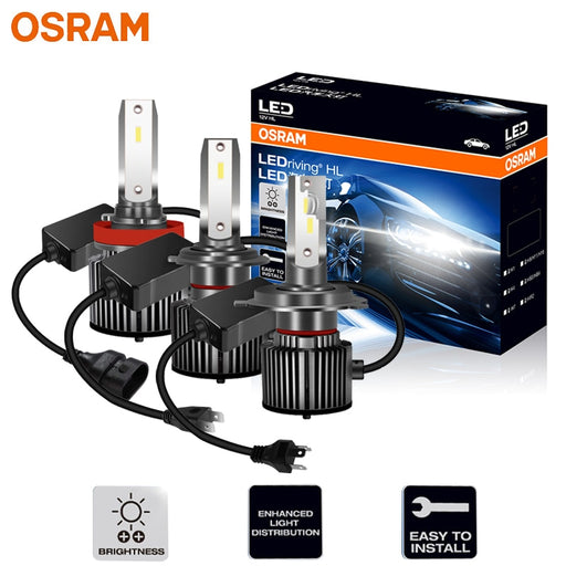 OSRAM LED H4 H7 H11 HIR2 HB3 LEDriving YLZ Car Headlight H1 H8 H16 9012 9005 9006 HB4 6000K Bright White LED Original Lamps, 2X