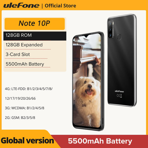 Ulefone Note 10P Smartphone 128GB ROM Android 11 6.52&quot; Octa Core 4G Cellphone 5500mAh Fingerprint ID /Face Unlock/OTG/13MP