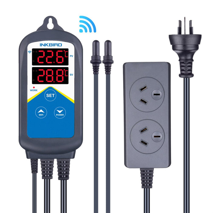 INKBIRD ITC-306A Wi-Fi Aquarium Temperature Controller Double Sockets Thermometer for Fish Tank Water Terrarium with Dual Probe China AU PLUG