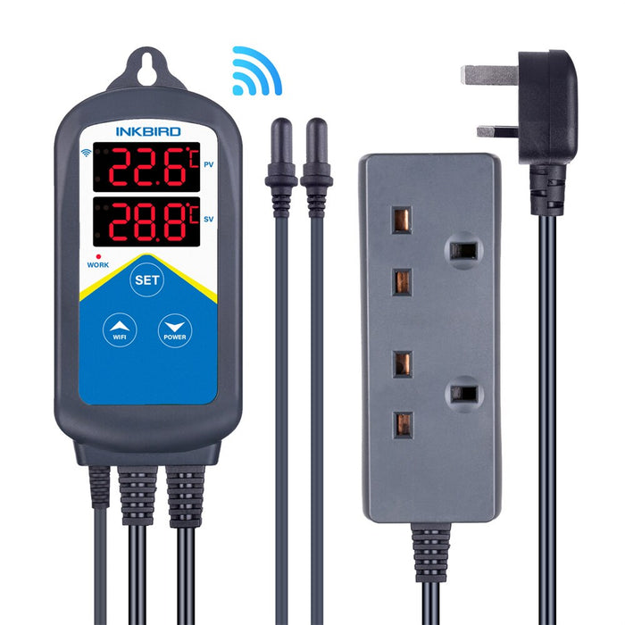 INKBIRD Wi-Fi Aquarium Temperature Controller ITC-306A Double Sockets Thermometer for Fish Tank Water Terrarium with Dual Probe China UK PLUG