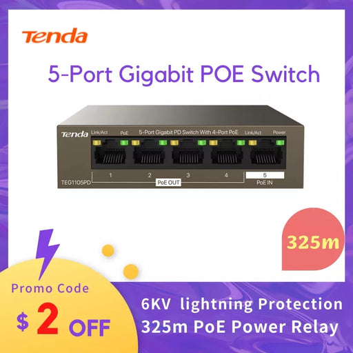 Tenda POE Switch 5/6/10 Ports Gigabit Fast Network Switch Gigabit Work IP Surveillance Camera Smart Switch Ethernet poe switch