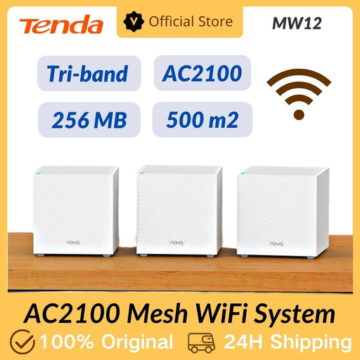 Tenda Mesh Wifi Router 2100mbps MW12 Gigabit Dual band Wireless Roteador AC2100 2.4&amp;5Ghz Network Mesh Range Extender Cover 500m²