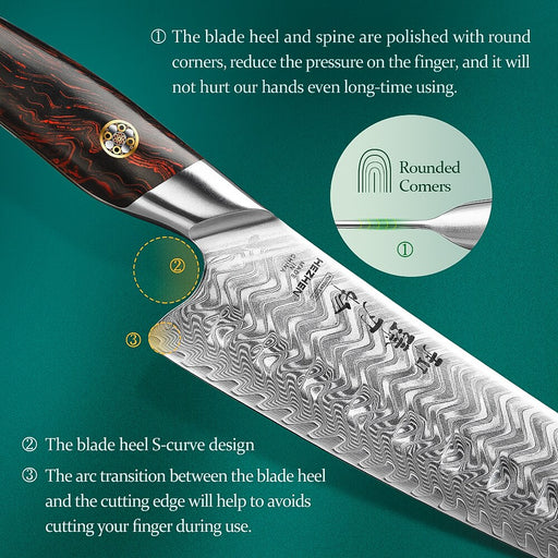 HEZHEN 2PC Knife Set Chef Knife &amp; Utility Knife 73 Layers Damascus Steel Kitchen Knives Cooking Tools Powder Steel Core Cutlery