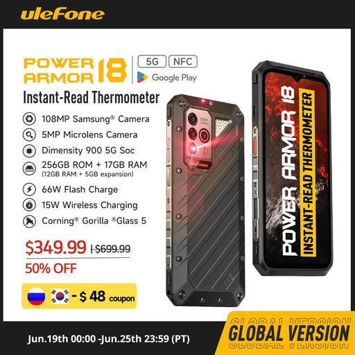 Ulefone Power Armor 18 5G Rugged Phone 17GB RAM moblie phone 256GB ROM 108MP 66W 9600mAh Android 12 moblie phone Global version