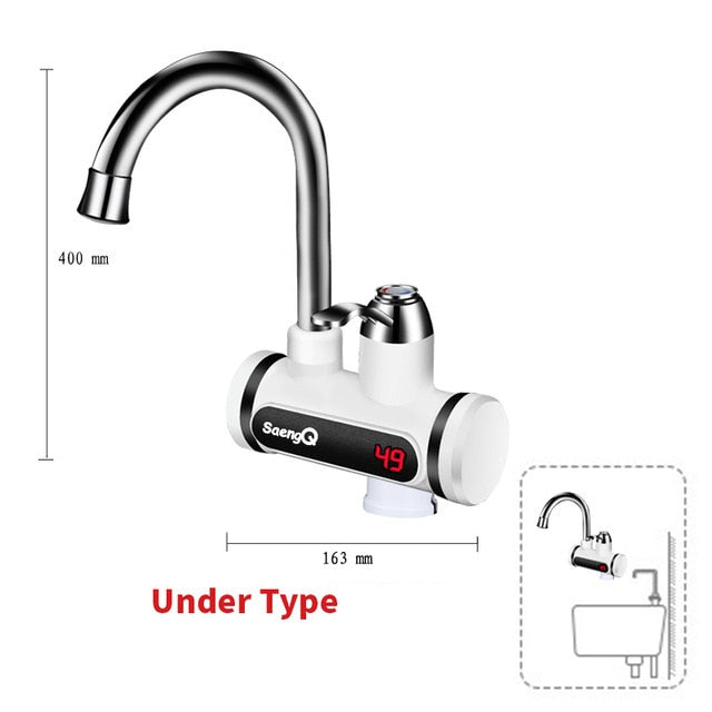 saengQ Electric Faucet Water Heater Temperature Display Instant Hot Water heaters Kitchen Tankless water heating China SLT102 Long EU