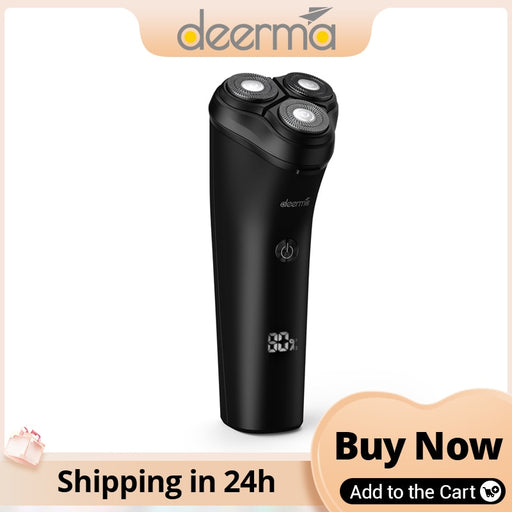 Deerma TX200 Rechargeable IPX7 Waterproof Electric Shaver Men&#39;s Rotary Shavers Electric Shaving Razors With LED Smart Screen -  darahub.com