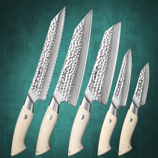 HEZHEN 5PC Knife Set Chef Knife 67 Layers Damascus Steel Kitchen Santoku Knives Cooking Tools Cutlery Default Title