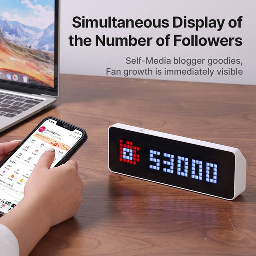 【Pre Order】Ulanzi TC001 Smart Pixel Clock Youtube Followers Simultaneous Weather Forecast Function Pixelated Message Display