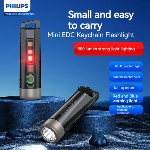 Philips Newest Portable Flashlight LED Rechargeable Mini Flashlights Camping Lamp for Hiking Self Defense