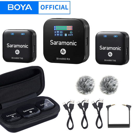 Saramonic Blink900 S 2.4GHz Dual-Channel Condenser Wireless Lavalier Microphone for Smartphone DSLR Camera Recorder Youtube Vlog