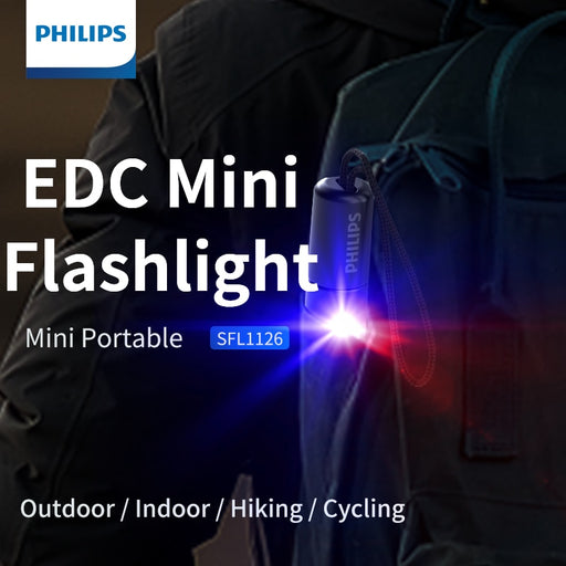 Philips Mini Portable Flashlight 7 Lighting Modes with Blue Red Signal Light Rechargeable Flashlights for Hiking Self Defense Default Title