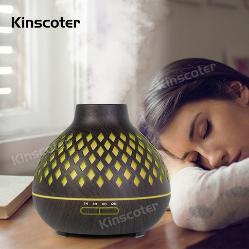 Aromatherapy Essential Oil Diffuser 400ml 12 Hours Wood Grain Aroma Diffuser with Timer Cool Mist Humidifier for Large Room Home
