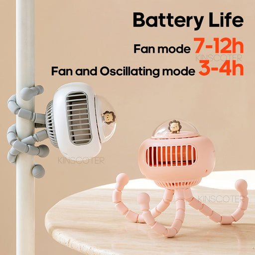 Stroller Fan Portable Oscillating Fan 4 Speed Portable Wireless Fans Hidden Blades and Narrow Gap Grille for Baby Safety Quiet