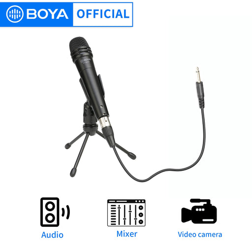 BOYA BY-BM57 Cardioid Dynamic Instrument Microphone for Record Vocal Live Event Performance Aluminum Zinc Alloy with XLR Cable