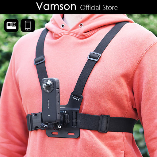 Vamson Chest Strap for Insta360 X3 GoPro 11 10 Harness Belt for CellPhone Mobile Phone Stand for iPhone Smartphone Accessories