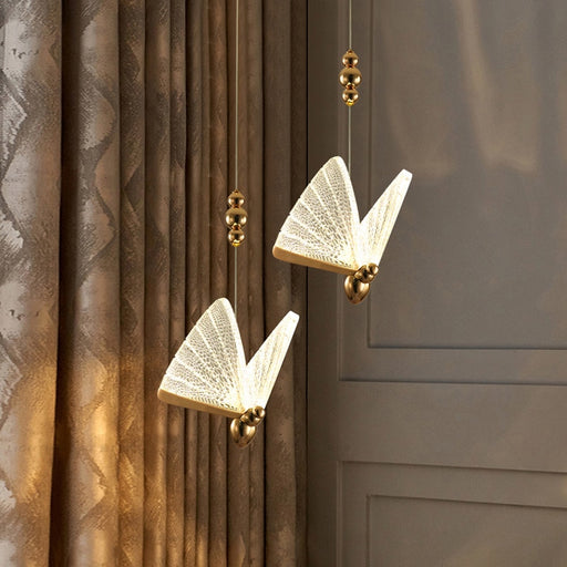 Nordic Creative Butterfly Pendant Light Kitchen Fixture Dining Room Bedroom Hanging Lamp Coffee Decoration Restaurant Lustre
