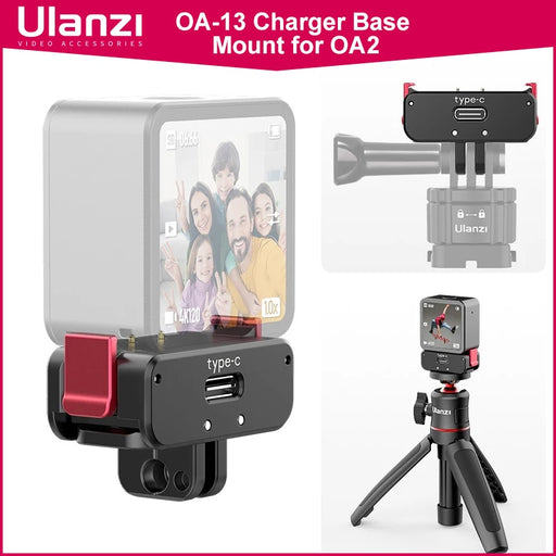 Ulanzi Magnetic Charger Base Mount Type-C Port for Osmo Action 2 3 Accessories and Normal Base Mount 1/4 Female Base Mount