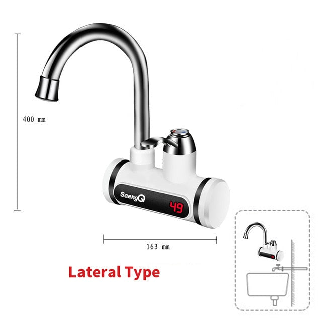 saengQ Electric Faucet Water Heater Temperature Display Instant Hot Water heaters Kitchen Tankless water heating China SLT101 Long EU