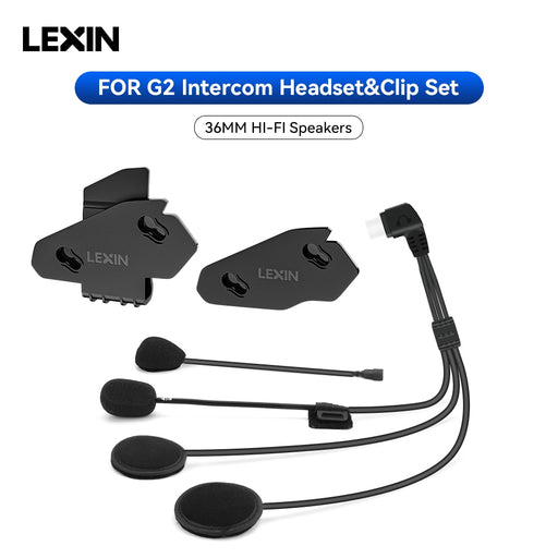 2PCS Brand Lexin intercom Headset &amp; Clip Set Accessories for LX-G2 Bluetooth Helmet Interphone Intercom Headphone Jack Plug Default Title