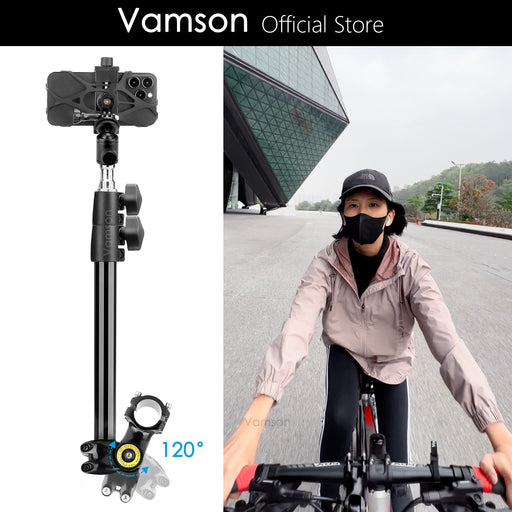 Vamson Bicycle Mobile Phone Holder Anti-Slip Selfie Stick Handlebar Mount Cellphone Bracket Rotatable Support Bike Accessories