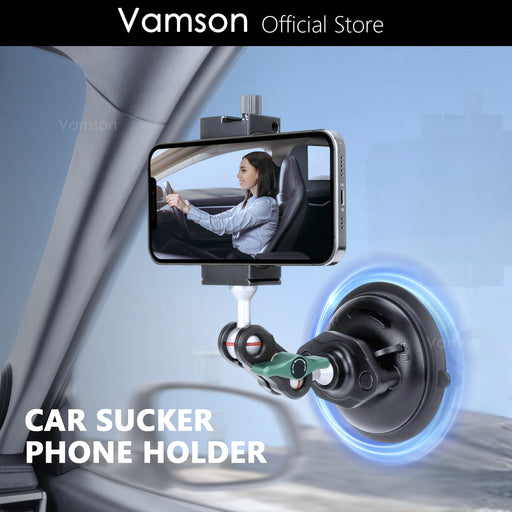 Vamson Aluminium Alloy Car Phone Holder Smartphone Support for Gopro Hero 11 10 9 for Insta360 X3 One X2 Suction Cup Accessories