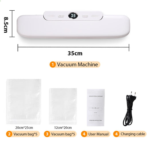 saengQ Vacuum Sealer Packaging Machine For Home Kitchen Including 10pcs Food Saver Bags Commercial Vacuum Food Sealing China WHITE 220V-EU