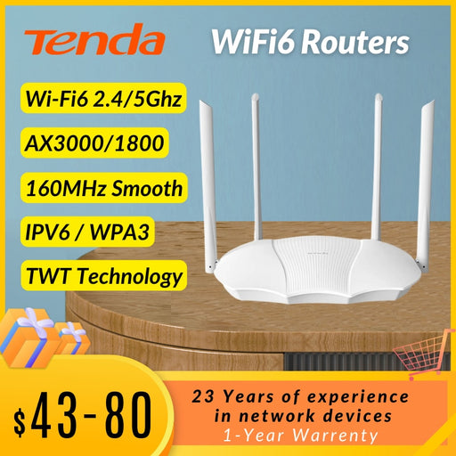 Tenda WiFi 6 Router AX3000 Dual Band 2.4G Wi-fi6 Router Roteador 5GHz Mesh Gigabit Ethernet RJ45 pk xiaomi router Extender